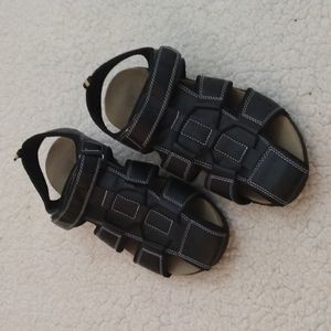 Marco Vitale Black Leather Sandals 10.5